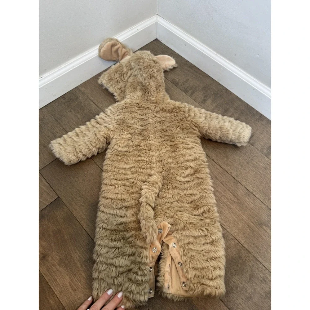 Pottery Barn Kids Puppy Costume Infant 0-6 Months‎ Beige Faux Fur Hooded Snaps - Picture 8 of 8